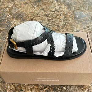 Boden Black Leather Sandal